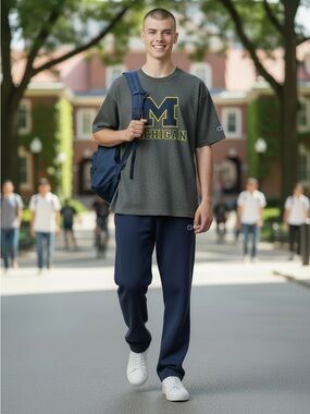 University of Michigan Charcoal Heather Gray Men's Short-Sleeve Tee Sz Large